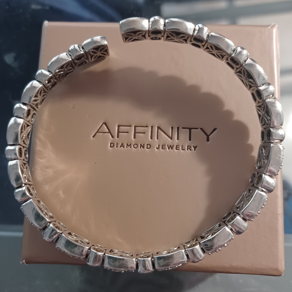 Qvc Affinity Diamond 925 Sterling Silver Cuff Bra… - image 8